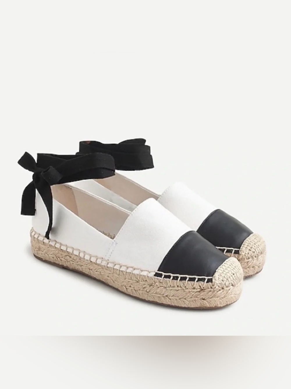 J.Crew Canvas espadrille flats with leather cap toe